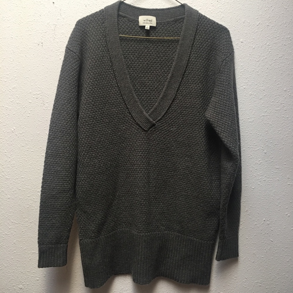 Wilfred V-Neck Wool Sweater gray Size XSmall